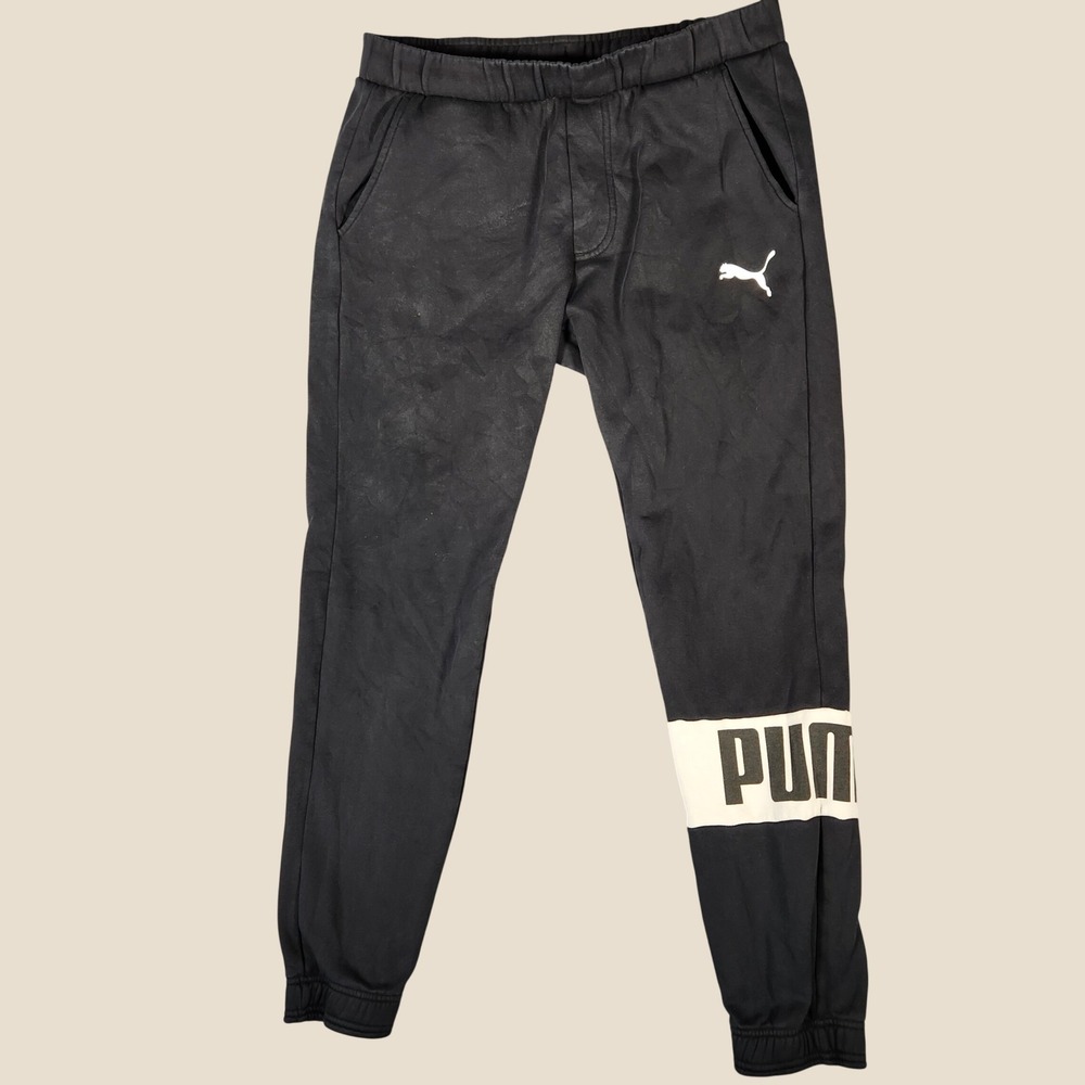 Puma Sweatpants Mens Large Black Good Graphic Logo Joggers 592468-01